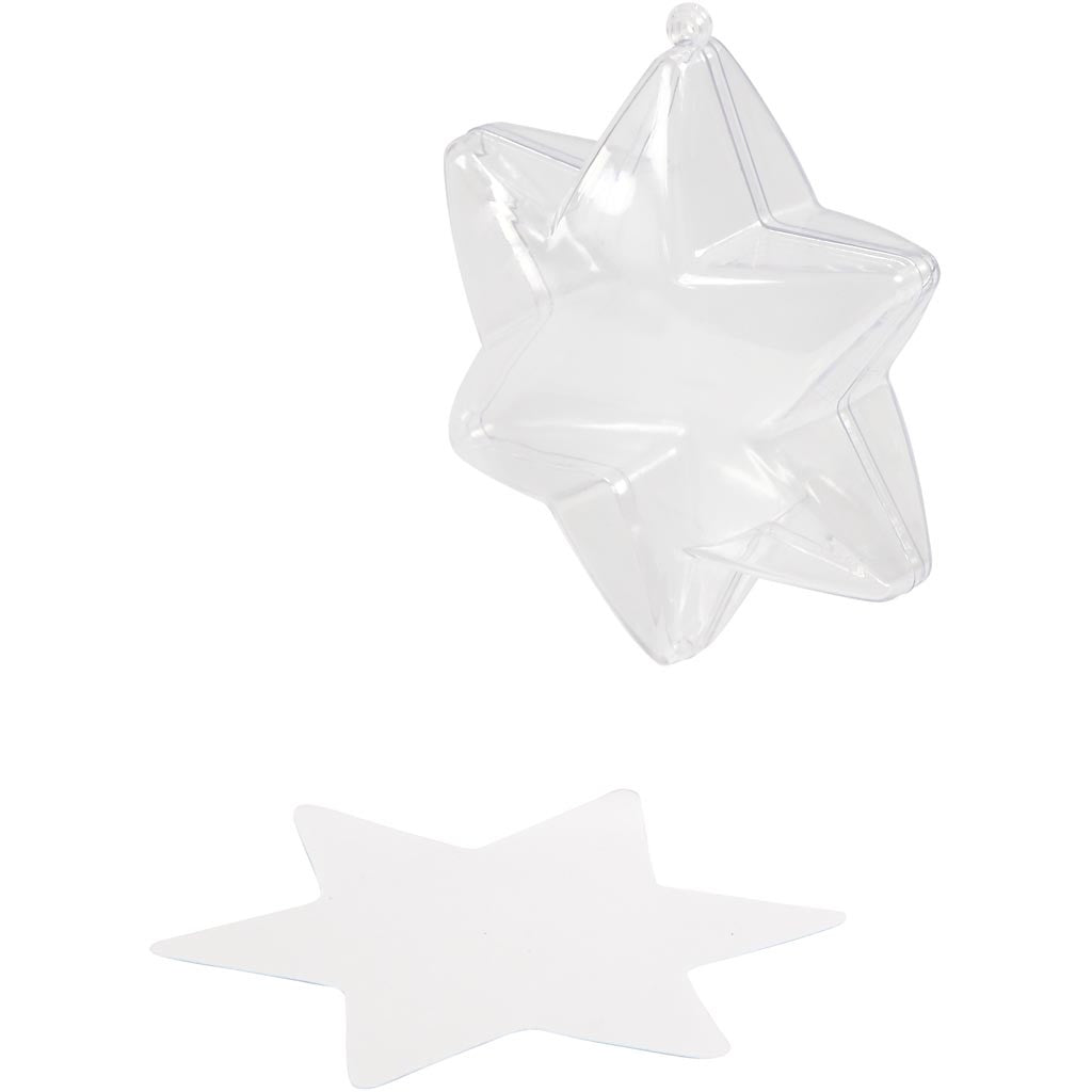 Decoration Star, H: 10 cm, transparent, 5 pc/ 1 pack [HOB-52153]