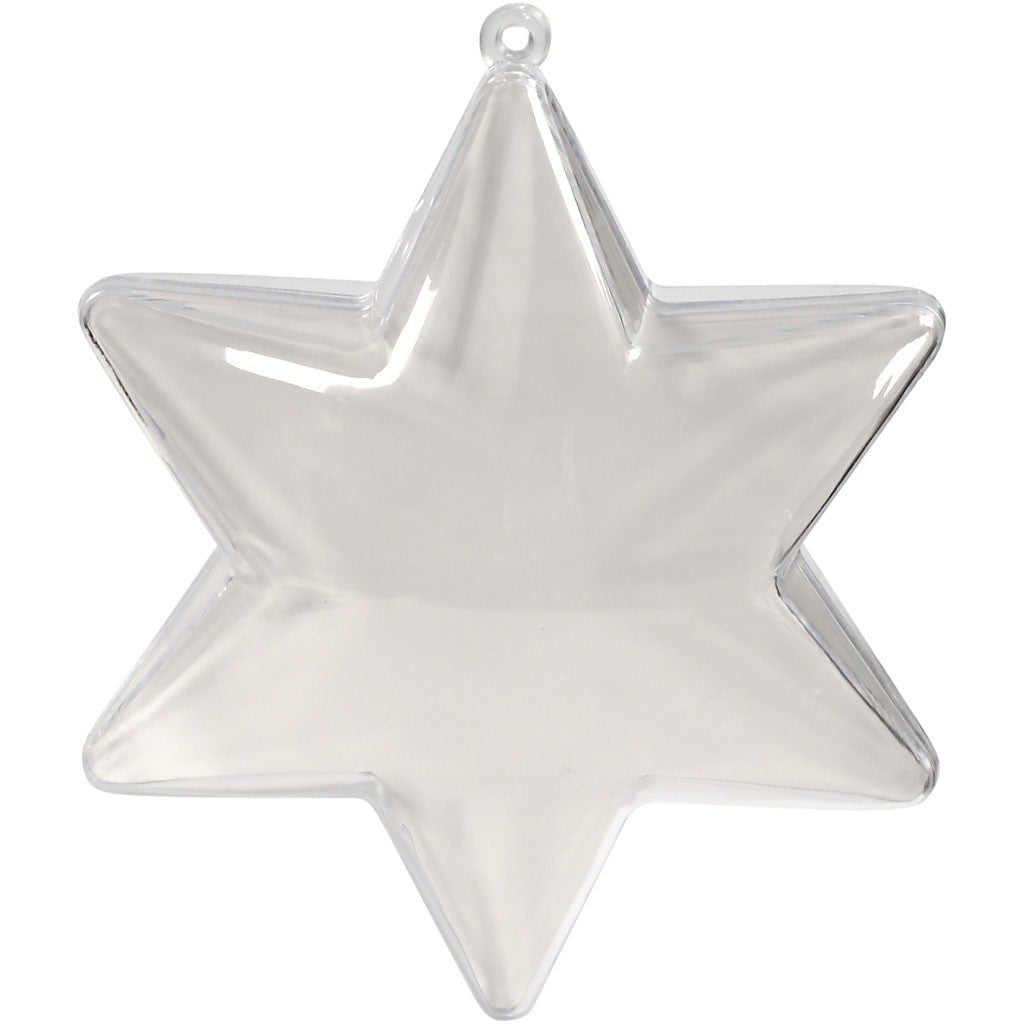 Decoration Star, H: 10 cm, transparent, 5 pc/ 1 pack [HOB-52153]