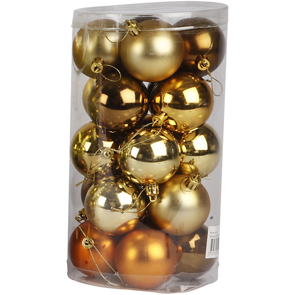 Christmas Ornaments, dia. 6 cm, golden, 20 pc/ 1 pack [HOB-52158]