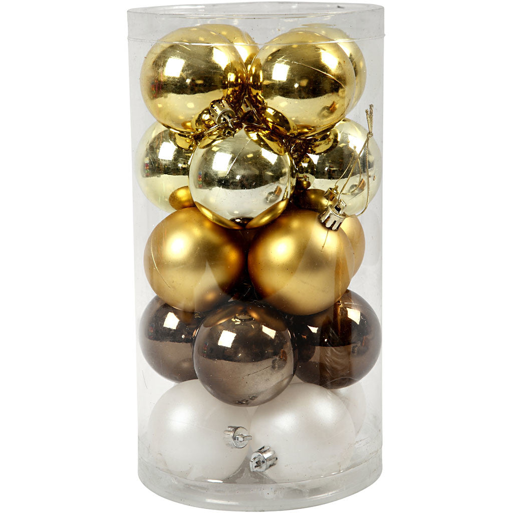 Christmas Ornaments, dia. 6 cm, golden, 20 pc/ 1 pack [HOB-52158]