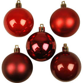Christmas Ornaments, dia. 6 cm, red harmony, 20 pc/ 1 pack [HOB-52160]