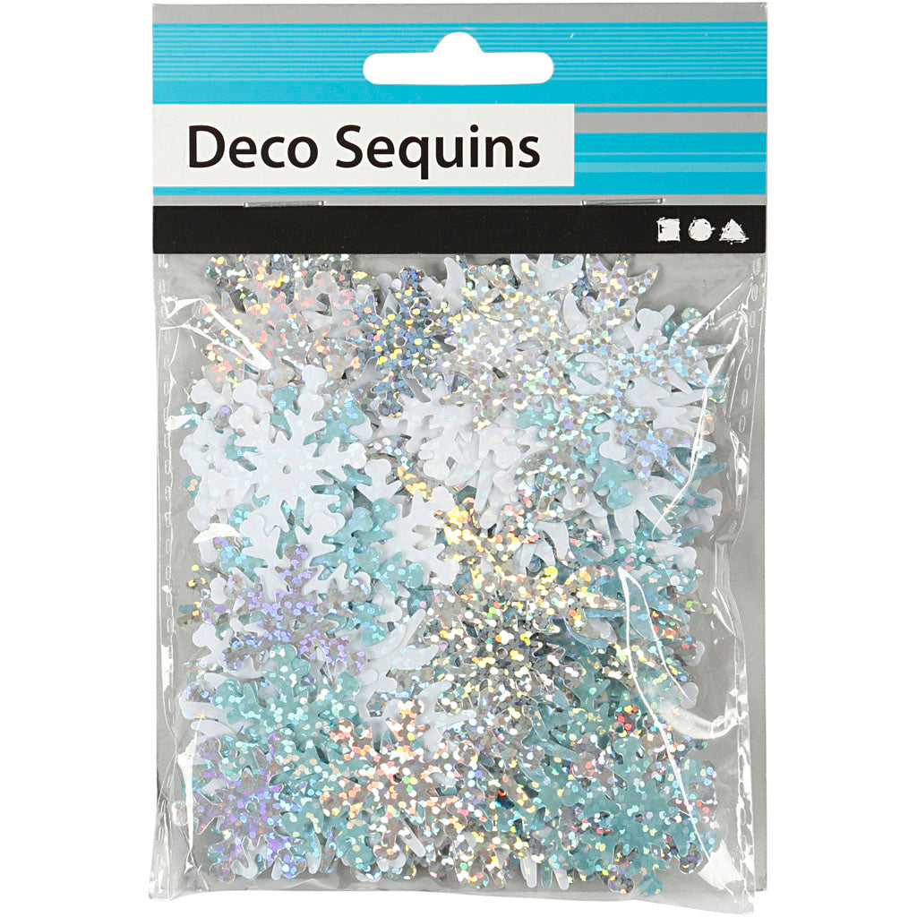 Sequins, size 25+45 mm, light blue, silver, white, 30 g/ 1 pack [HOB-52177]