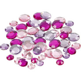 Rhinestones, round, size 6+9+12 mm, purple, 360 pc/ 1 pack [HOB-52182]