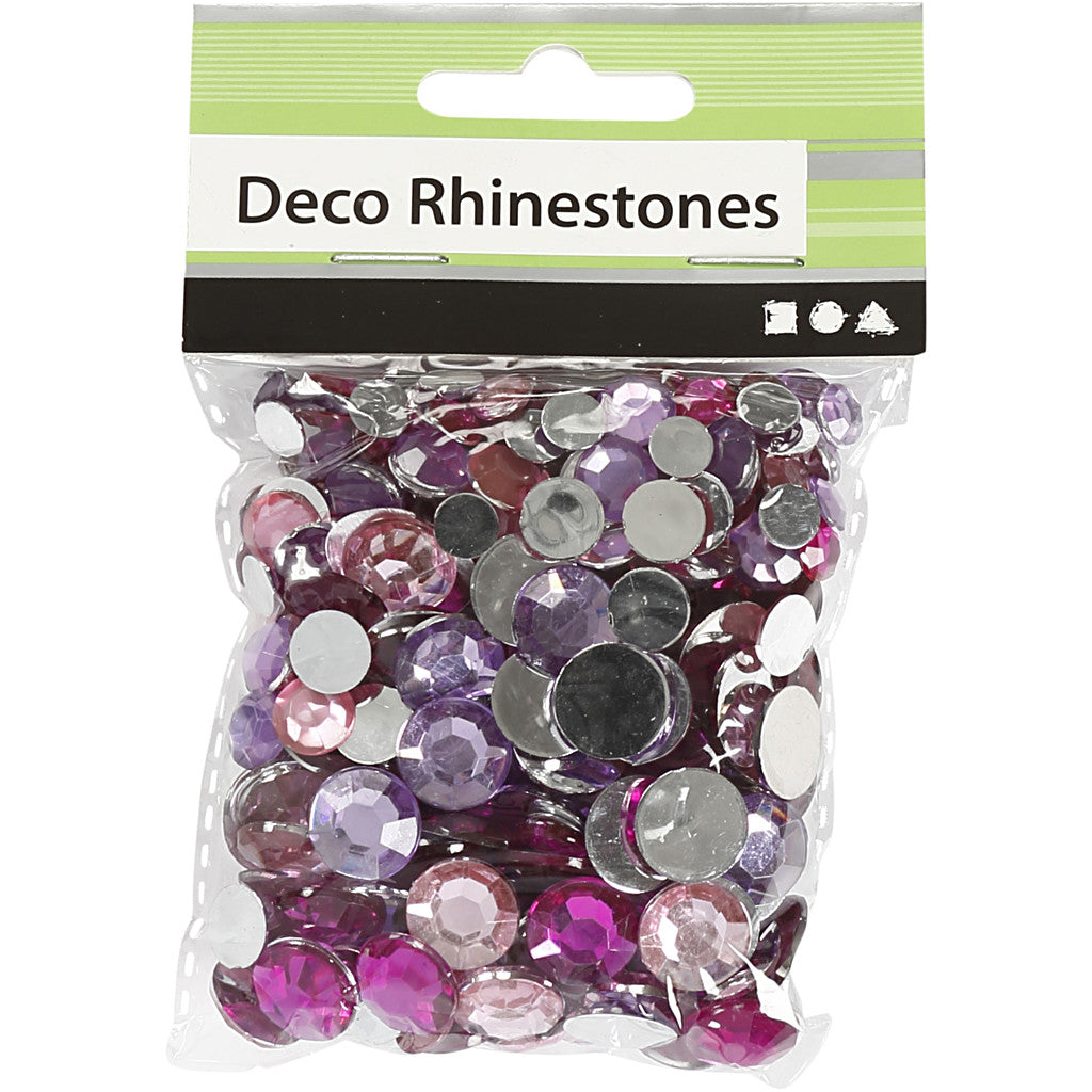 Rhinestones, round, size 6+9+12 mm, purple, 360 pc/ 1 pack [HOB-52182]