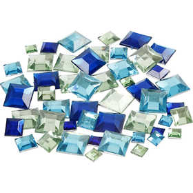 Rhinestones, square, size 6+9+12 mm, blue/green harmony, 360 pc/ 1 pack [HOB-52184]