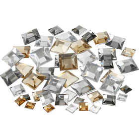 Rhinestones, square, size 6+9+12 mm, golden oil, 360 pc/ 1 pack [HOB-52185]
