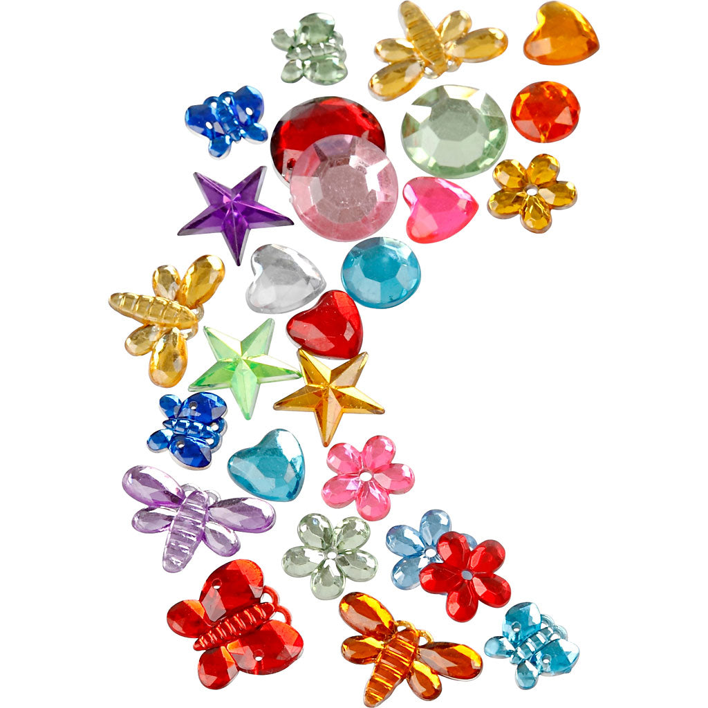 Rhinestones, dia. 6-16 mm, assorted colours, 32 pack/ 1 pack [HOB-52239]