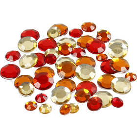 Rhinestones, round, size 6+9+12 mm, red harmony, 360 pc/ 1 pack [HOB-52243]