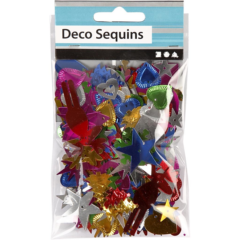 Sequins, size 8-50 mm, bold colours, 35 g/ 1 pack [HOB-522500]