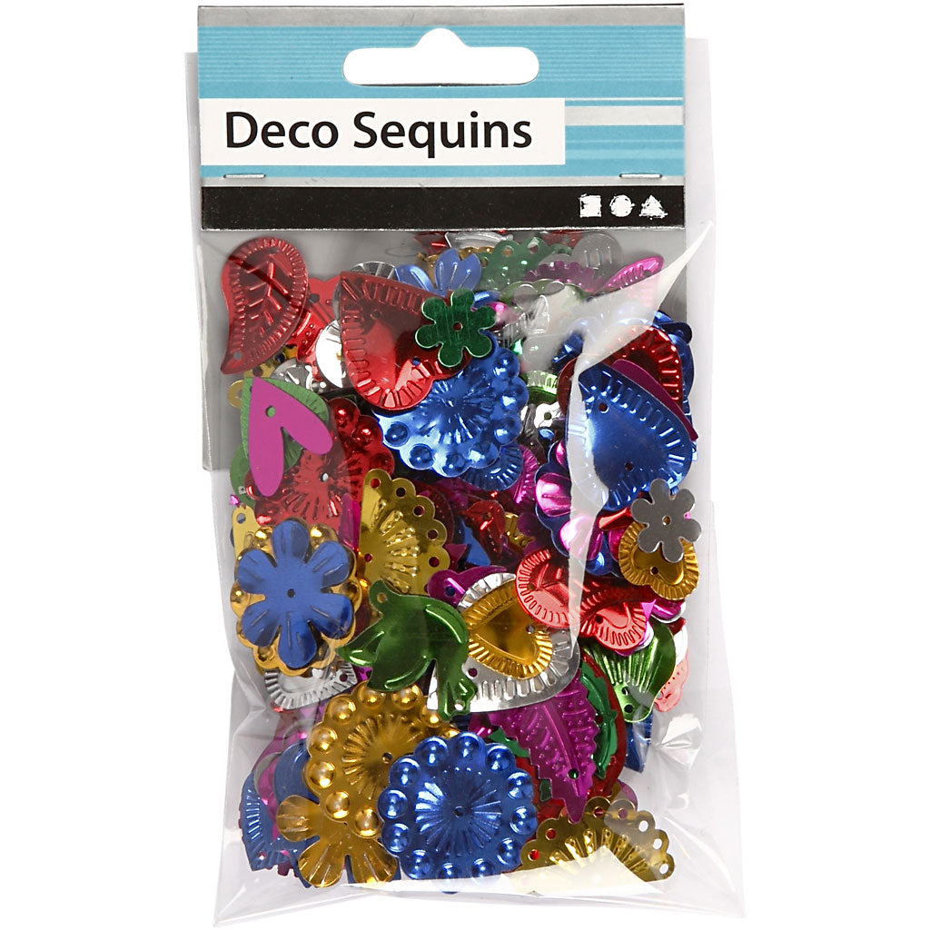 Sequins, size 15-45 mm, bold colours, 30 g/ 1 pack [HOB-522510]