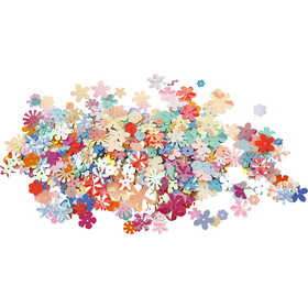 Sequins, size 6-20 mm, ca. 390 pc, pastel colours, 10 g/ 1 pack [HOB-522812]