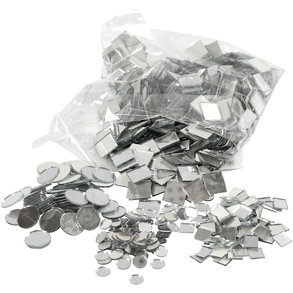 Mirror Mosaic Tiles, dia. 10-18 mm, thickness 2 mm, 1900 pc/ 1 pack [HOB-52299]