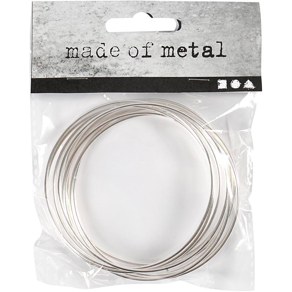 Metal Wire Ring, dia. 7 cm, thickness 1,5 mm, silver, 10 pc/ 1 pack [HOB-52343]