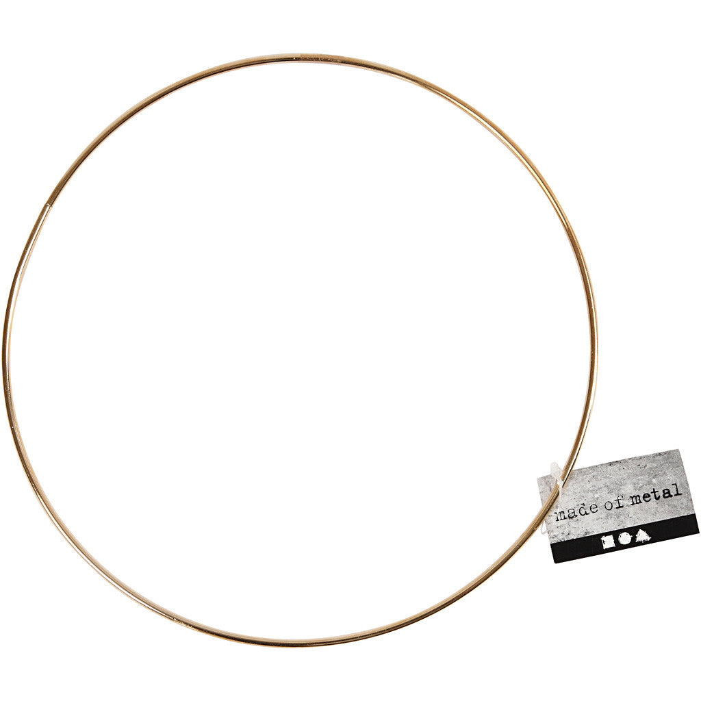 Metal Wire Ring, dia. 20 cm, thickness 3 mm, gold, 1 pc [HOB-52428]