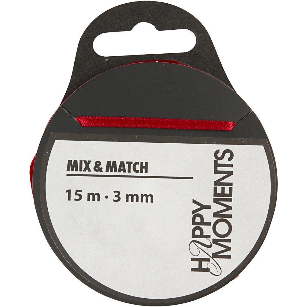 Satin Ribbon, W: 3 mm, claret, 15 m/ 1 roll [HOB-524503]