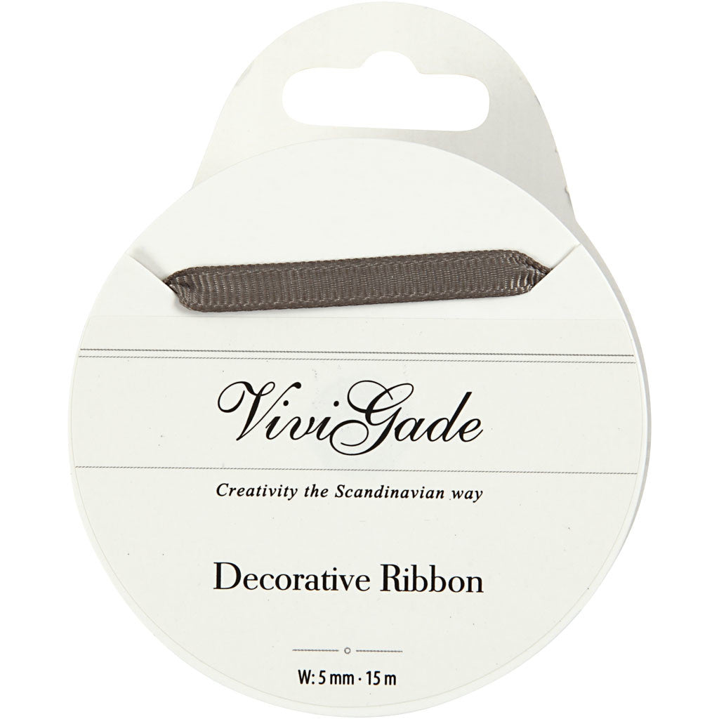 Decoration Ribbon, W: 6 mm, grey, 15 m/ 1 roll [HOB-52474]