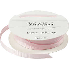 Decoration Ribbon, W: 6 mm, light red, 15 m/ 1 roll [HOB-52475]