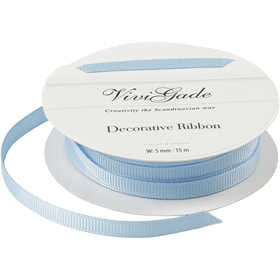 Decoration Ribbon, W: 6 mm, light blue, 15 m/ 1 roll [HOB-52477]