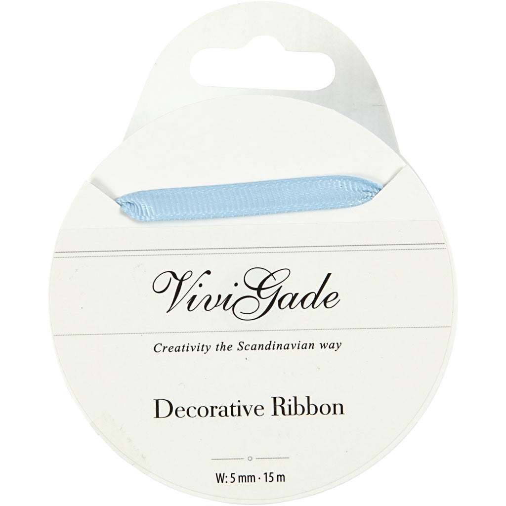 Decoration Ribbon, W: 6 mm, light blue, 15 m/ 1 roll [HOB-52477]