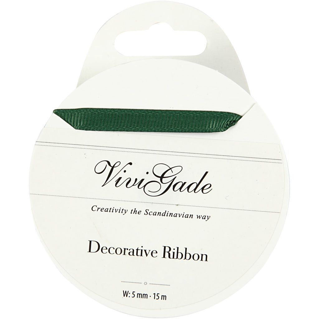 Decoration Ribbon, W: 6 mm, green, 15 m/ 1 roll [HOB-52479]