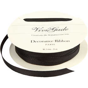 Decoration Ribbon, W: 6 mm, black, 15 m/ 1 roll [HOB-52480]