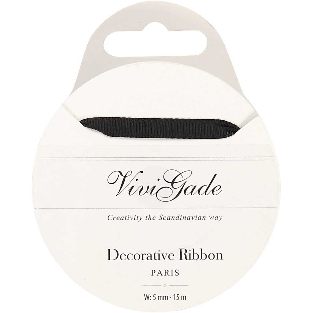 Decoration Ribbon, W: 6 mm, black, 15 m/ 1 roll [HOB-52480]