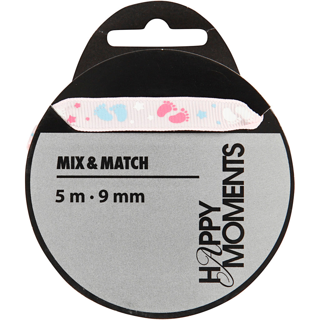 Decorative Ribbon, W: 9 mm, rose, 5 m/ 1 roll [HOB-525017]