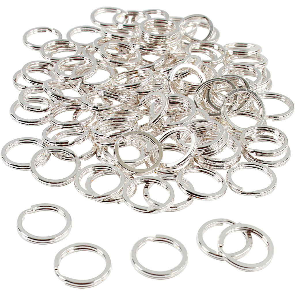 Split Ring, dia. 15 mm, silver-plated, 100 pc