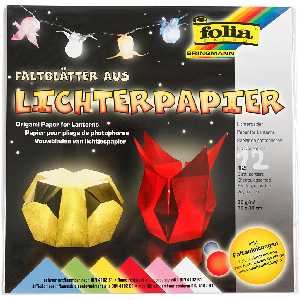 Light paper, sheet 30x30 cm, 80 g, standard colours, 12 sheet/ 1 pack [HOB-536153]