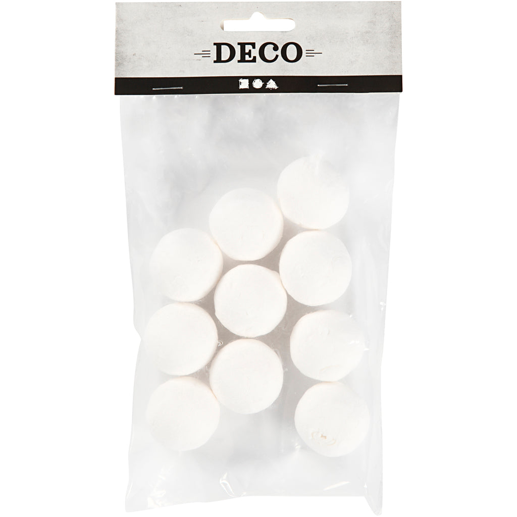 Compressed Cotton Balls, dia. 30 mm, white, 10 pc/ 1 pack [HOB-540050]