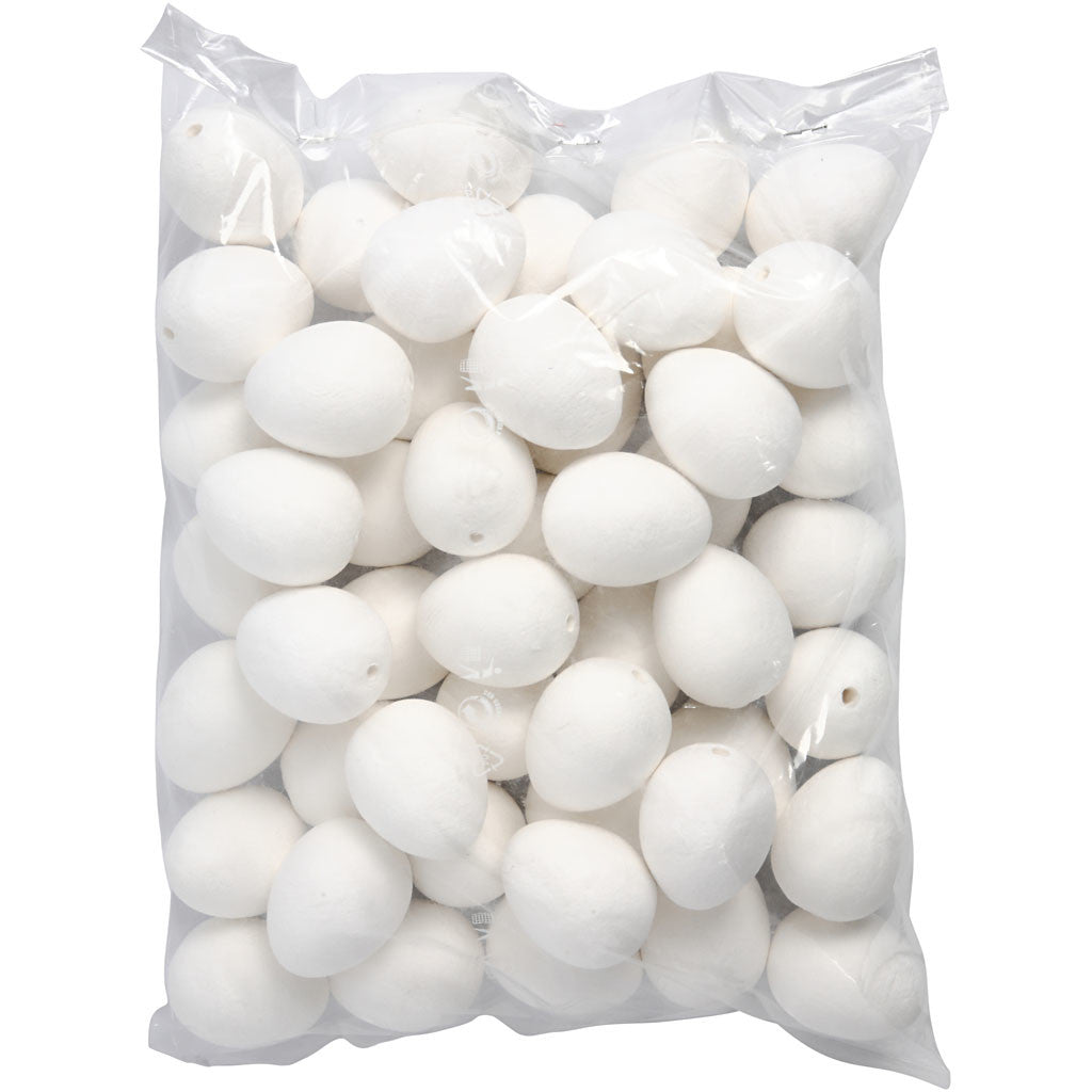 Compressed Cotton Eggs, H: 47 mm, W: 35 mm, white, 50 pc/ 1 pack [HOB-54168]