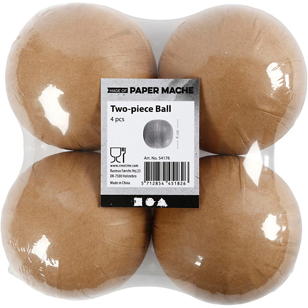 Two-Part Bauble, dia. 8 cm, 4 pc/ 1 pack [HOB-54176]