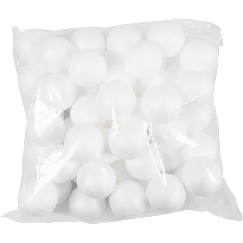 Polystyrene Balls, dia. 5 cm, white, 50 pc/ 1 pack [HOB-543041]