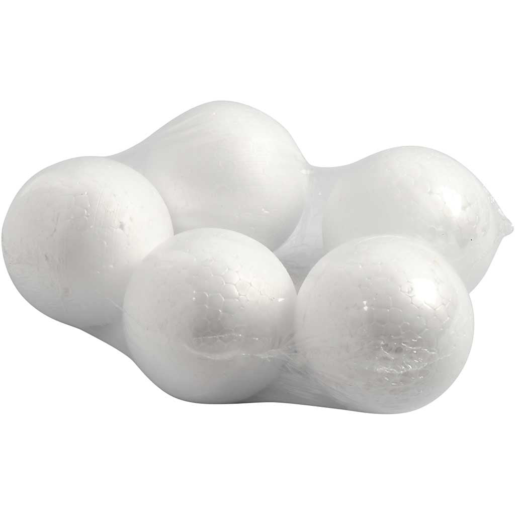 Polystyrene Balls, dia. 6 cm, white, 5 pc/ 1 pack [HOB-543060]