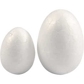 Polystyrene Eggs, H: 35+48 mm, W: 25+35 mm, white, 10 pc/ 1 pack [HOB-54309]