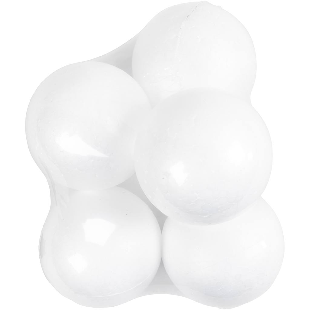 Polystyrene Balls, dia. 10 cm, white, 5 pc/ 1 pack [HOB-543100]