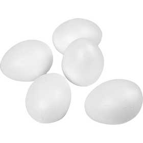Polystyrene Eggs, H: 8 cm, white, 50 pc/ 1 pack [HOB-543241]