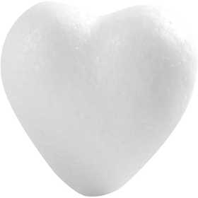 Heart, H: 6 cm, D. 3 cm, W: 6 cm, white, 50 pc/ 1 pack [HOB-543522]