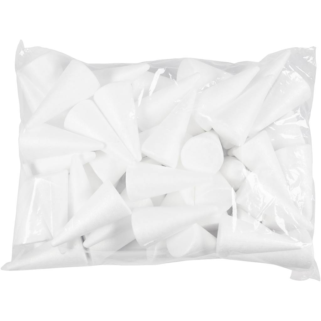 Cone, H: 11 cm, dia. 5,5 cm, white, 50 pc/ 1 pack [HOB-543581]