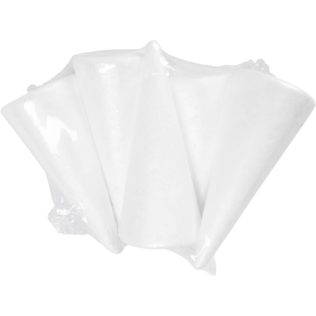 Cone, H: 14,5 cm, dia. 6 cm, white, 5 pc/ 1 pack [HOB-543600]