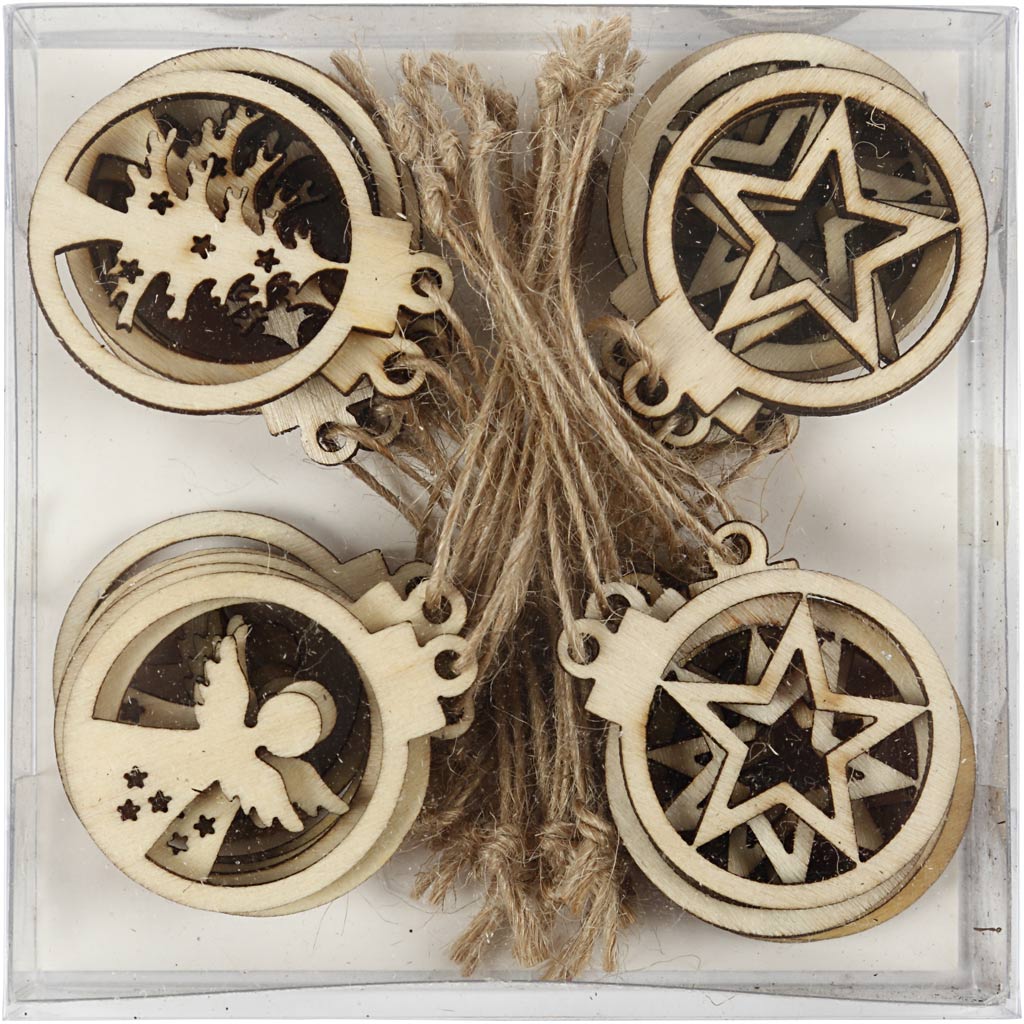 Hanging Christmas Ornament, dia. 3 cm, thickness 2,7 mm, 24 pc/ 1 pack [HOB-54464]
