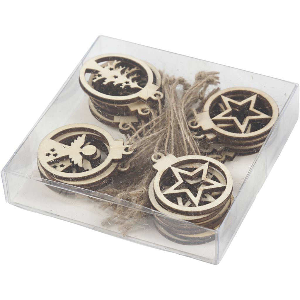 Hanging Christmas Ornament, dia. 3 cm, thickness 2,7 mm, 24 pc/ 1 pack [HOB-54464]