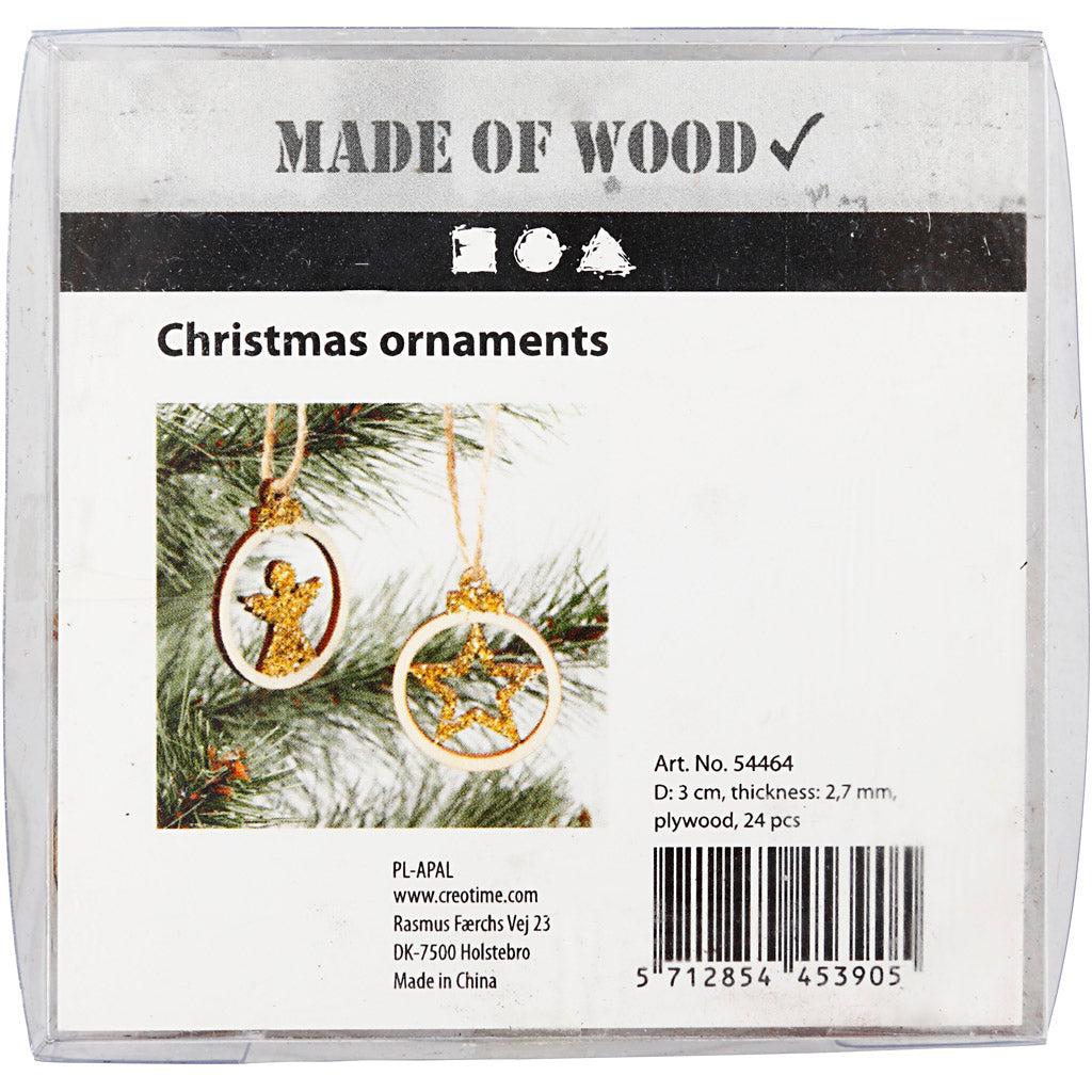 Hanging Christmas Ornament, dia. 3 cm, thickness 2,7 mm, 24 pc/ 1 pack [HOB-54464]