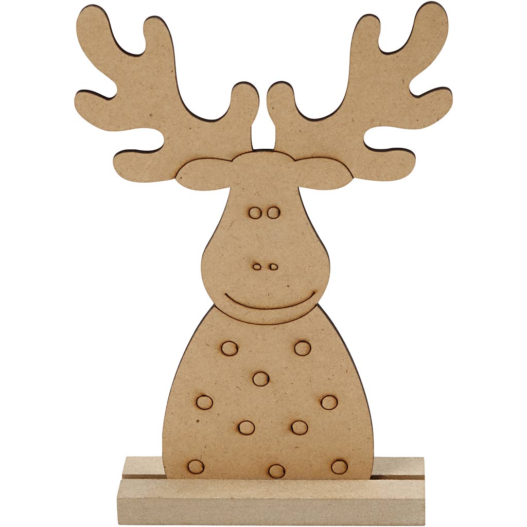 Christmas figure, Reindeer, H: 15 cm, D. 3 cm, W: 11 cm, thickness 3 mm, 1 pc [HOB-54468]