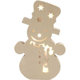 Figure with light inside, snowman, H: 27 cm, D. 4 cm, W: 17,5 cm, 1 pc [HOB-54906]