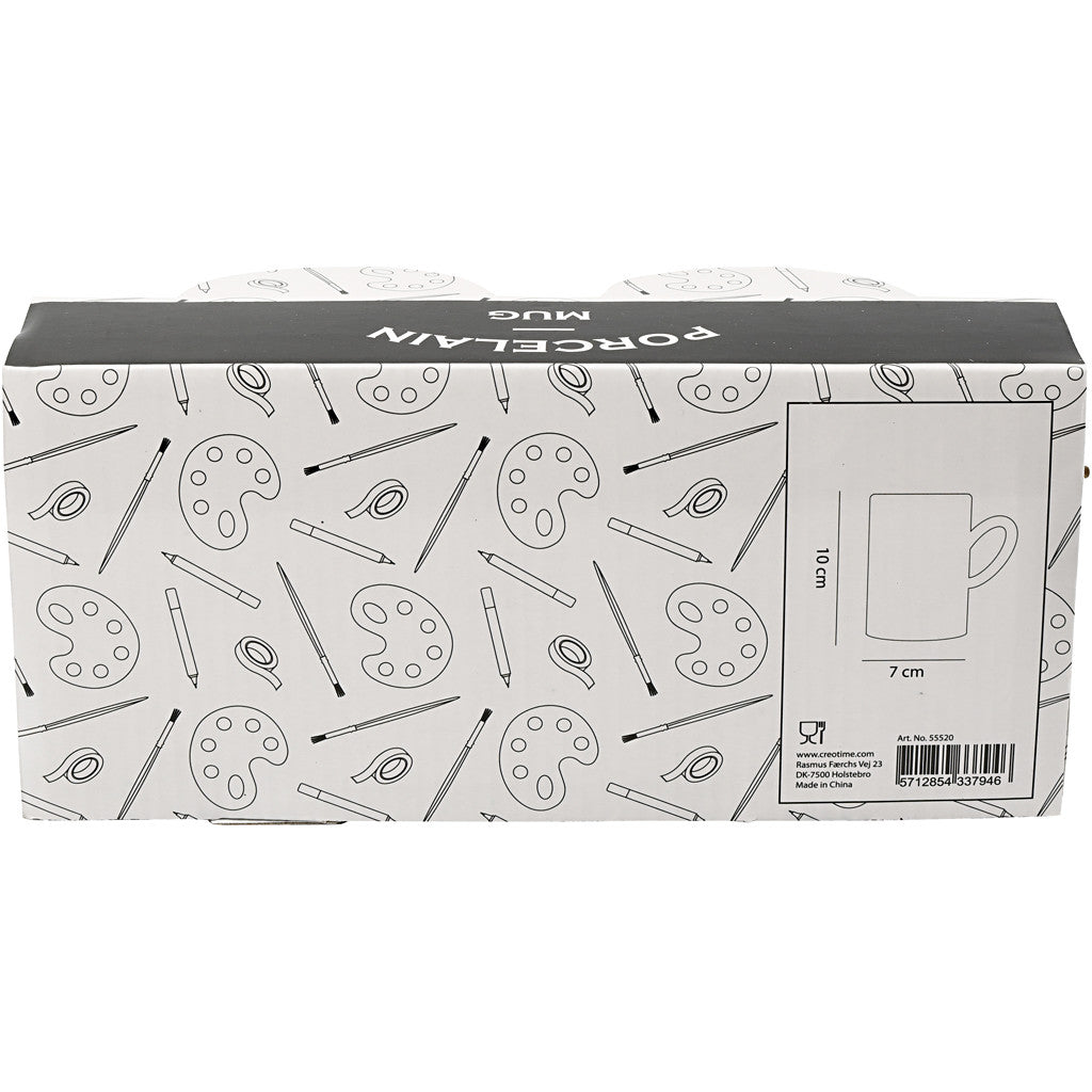 Mugs, H: 10 cm, dia. 7,4 cm, white, 2 pc/ 1 pack [HOB-55520]