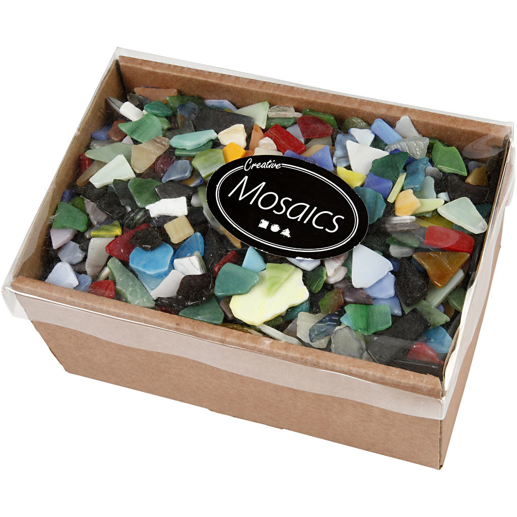Mosaics, size 8-20 mm, thickness 2-3 mm, Content may vary , assorted colours, 2 kg/ 1 pack [HOB-55527]