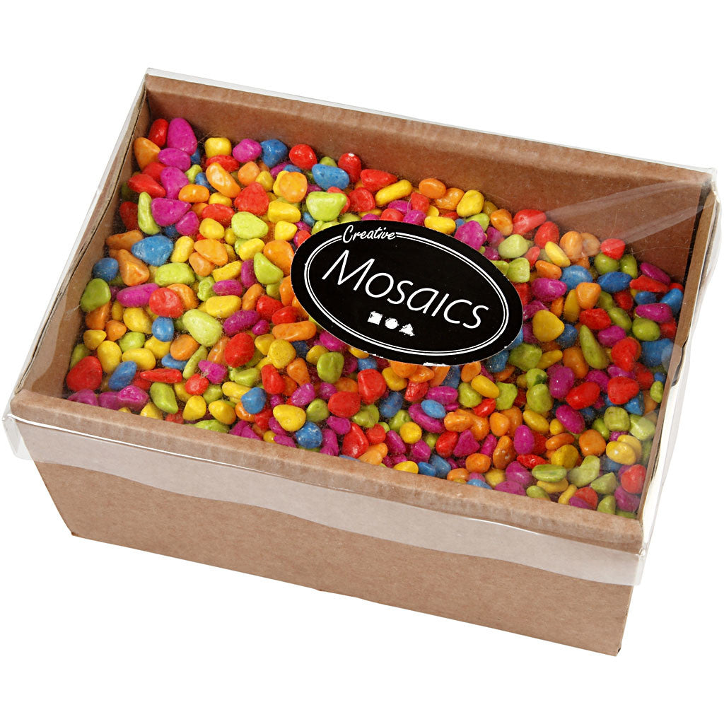 Mosaic stones, size 8-10 mm, thickness 5 mm, bold colours, 2 kg/ 1 pack [HOB-55528]