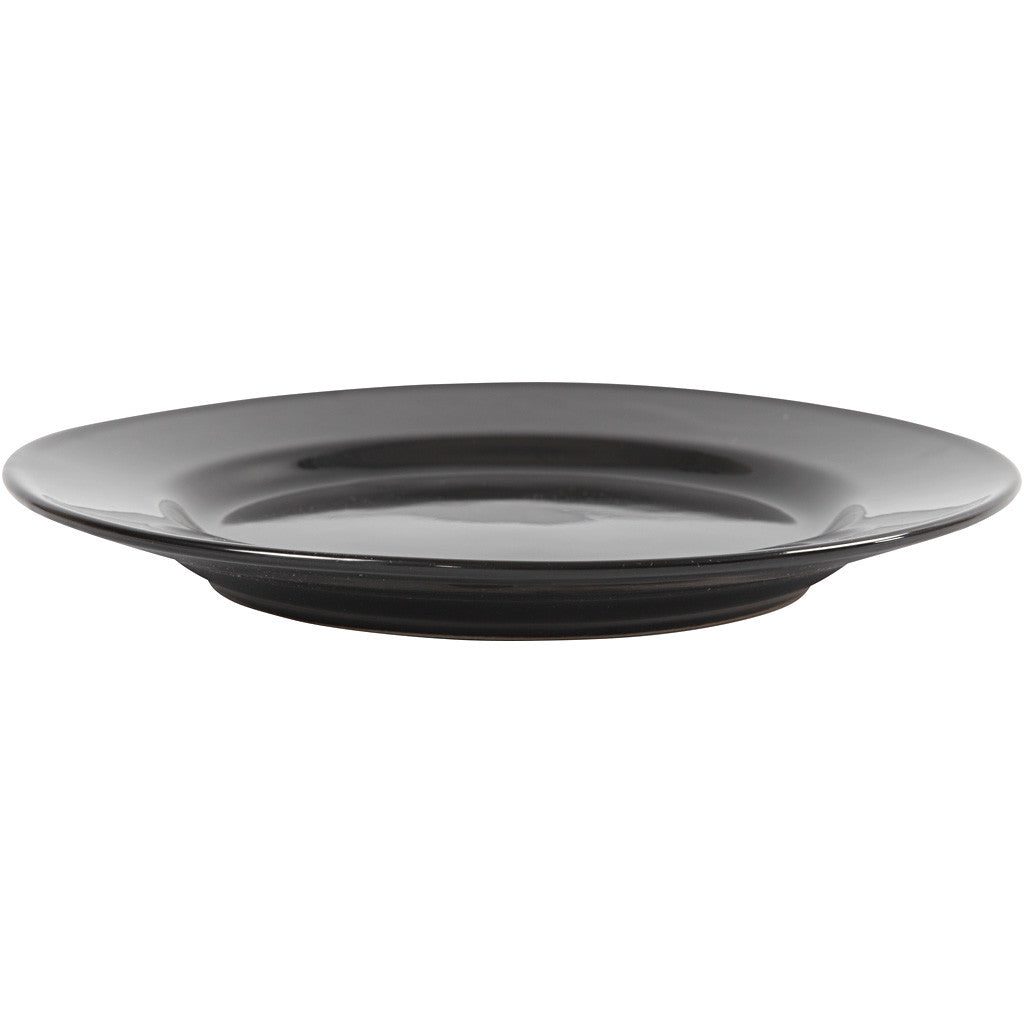 Side Plates, dia. 19 cm, black, 6 pc/ 1 pack [HOB-55590]