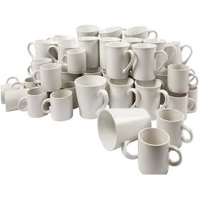 Mugs, H: 7-10 cm, white, 48 pc/ 1 pack [HOB-55601]